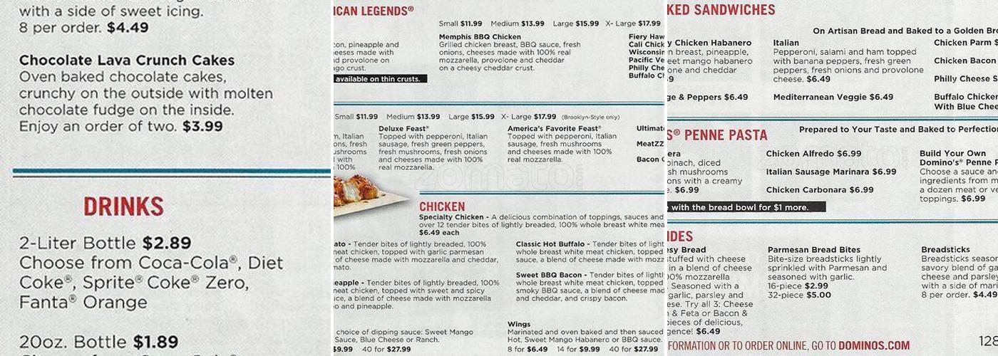 Domino's Pizza Menu