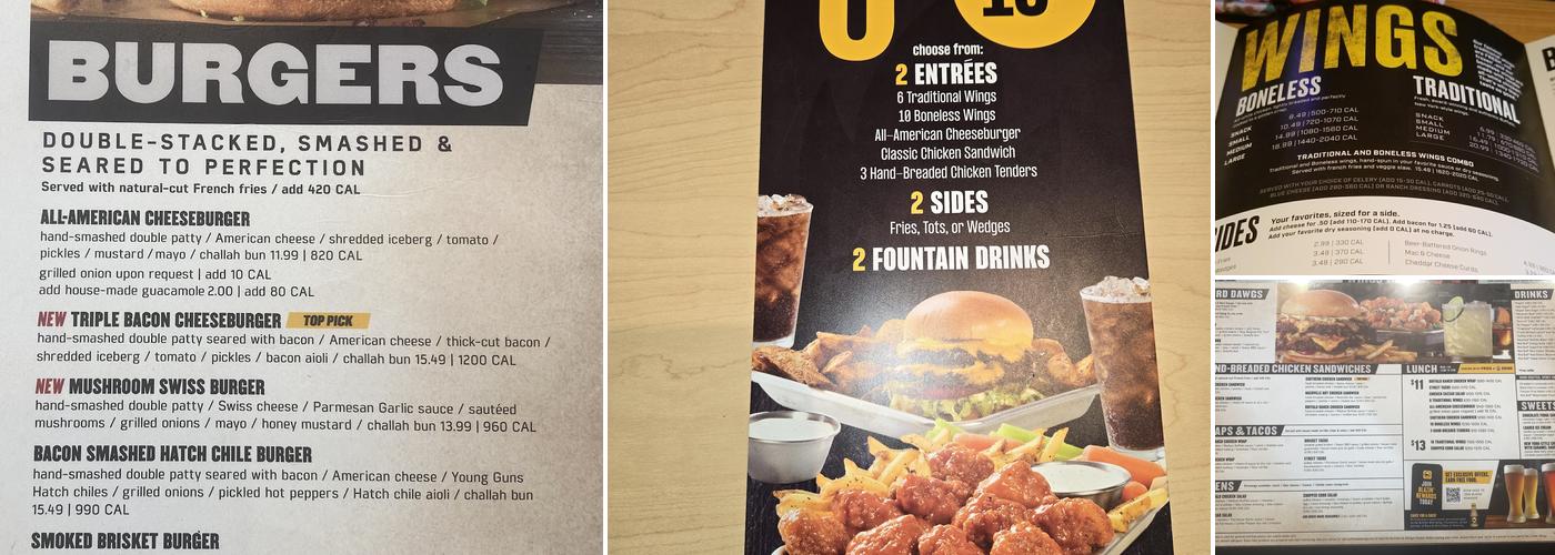Buffalo Wild Wings Menu