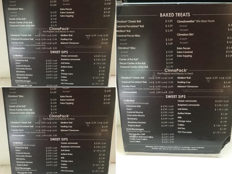 Cinnabon Menu