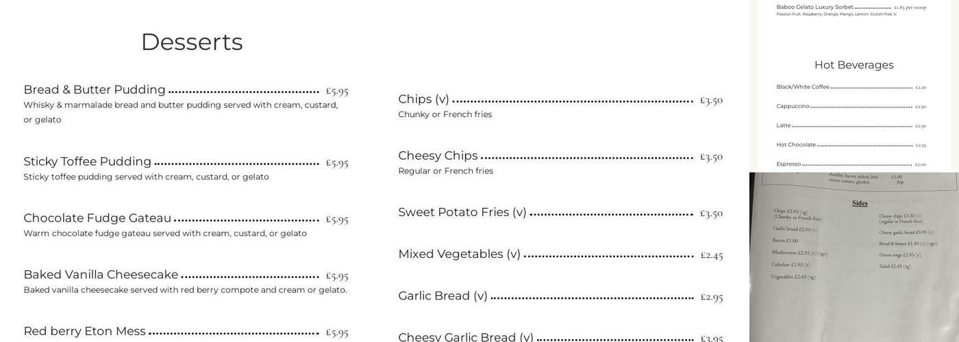 The Old Pound Inn Menu