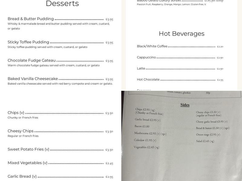 The Old Pound Inn Menu