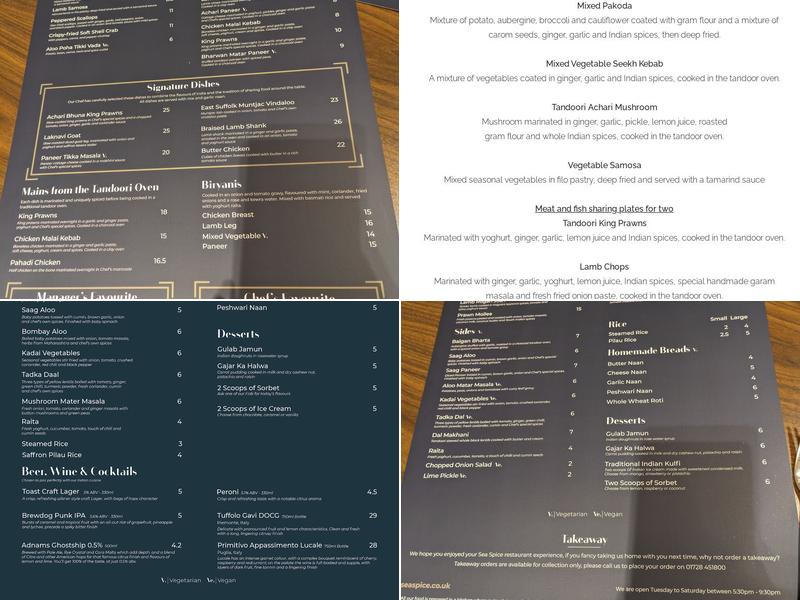 Sea Spice Menu