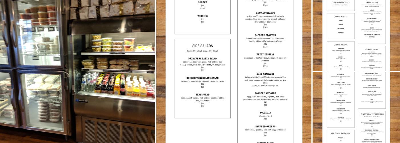 Vignola Gourmet Menu