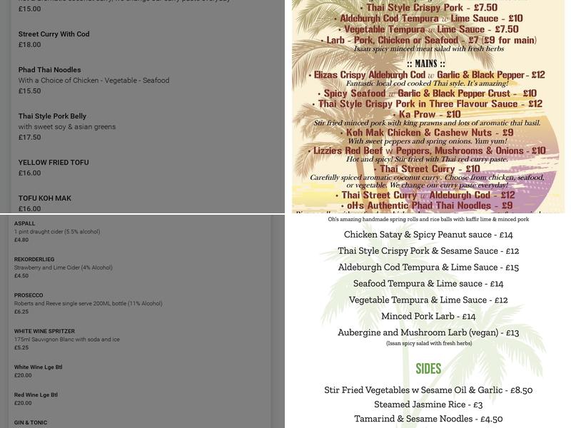 Thai Street Cafe Aldeburgh Menu