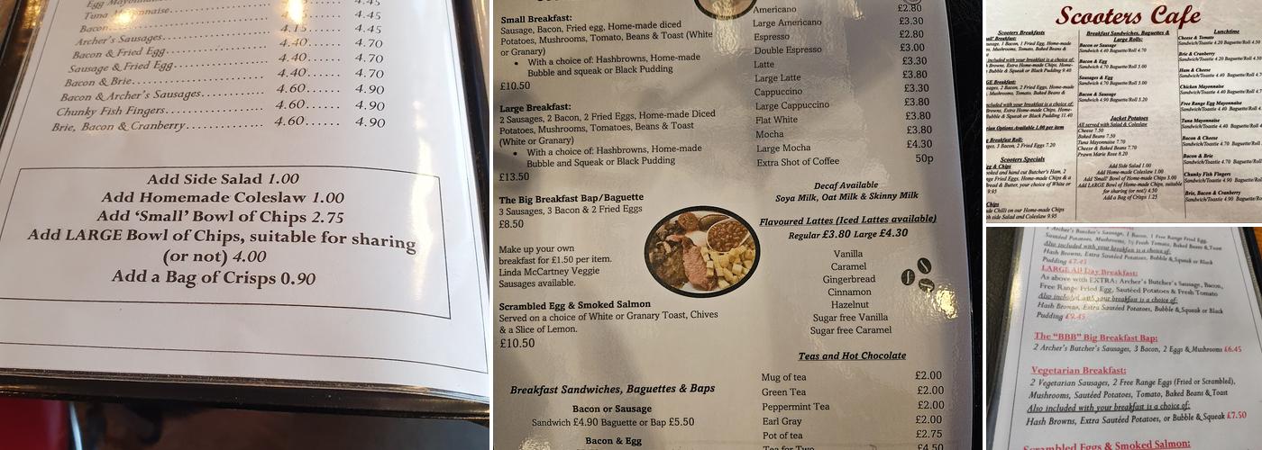 Scooters Cafe Menu