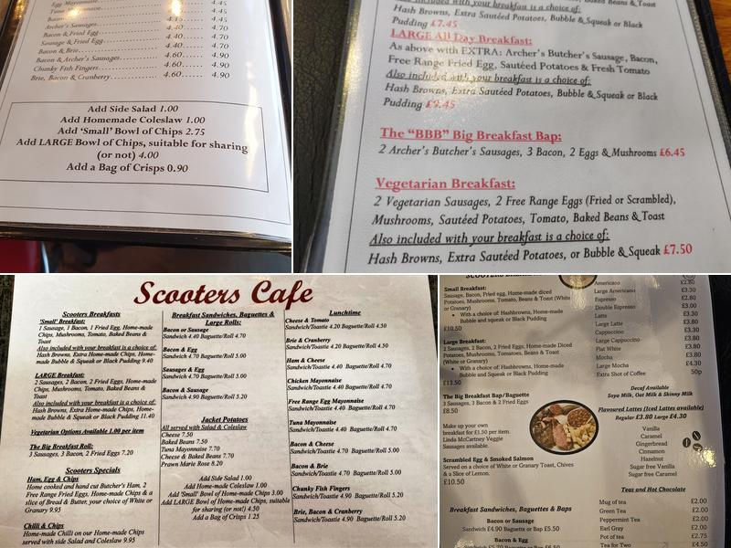 Scooters Cafe Menu