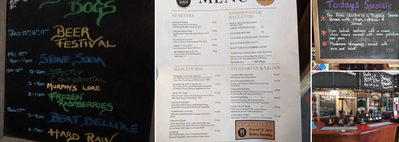 White Horse Upton Menu