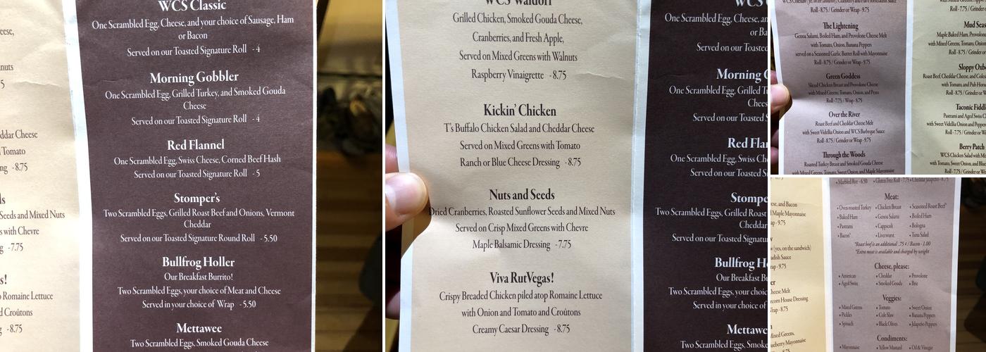 The Wells Country Store Menu