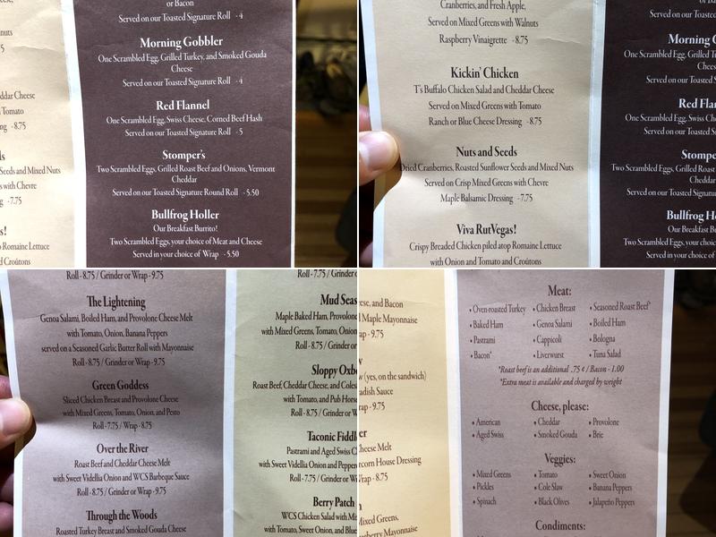 The Wells Country Store Menu