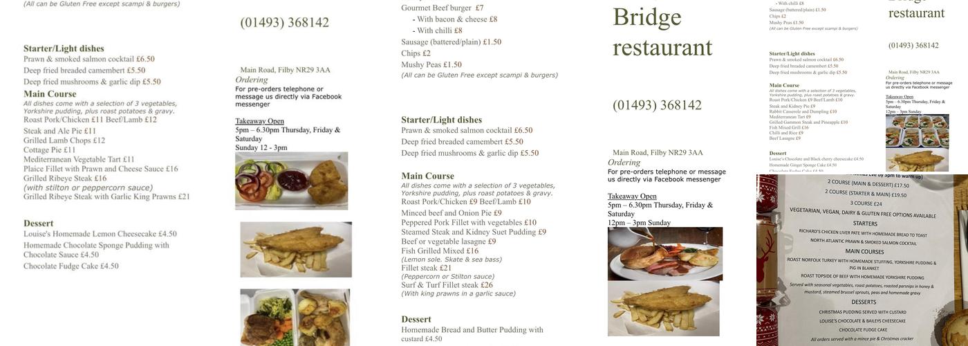 Filby Bridge Restaurant Menu