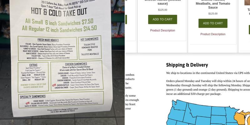 Talluto's Authentic Italian Food Menu