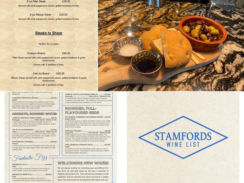 Stamfords Menu