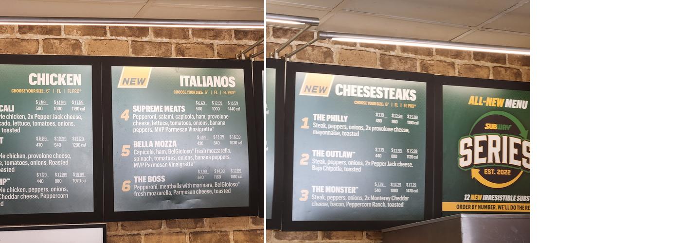 Subway Menu