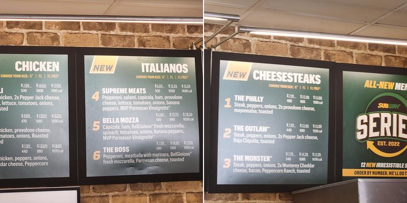 Subway Menu