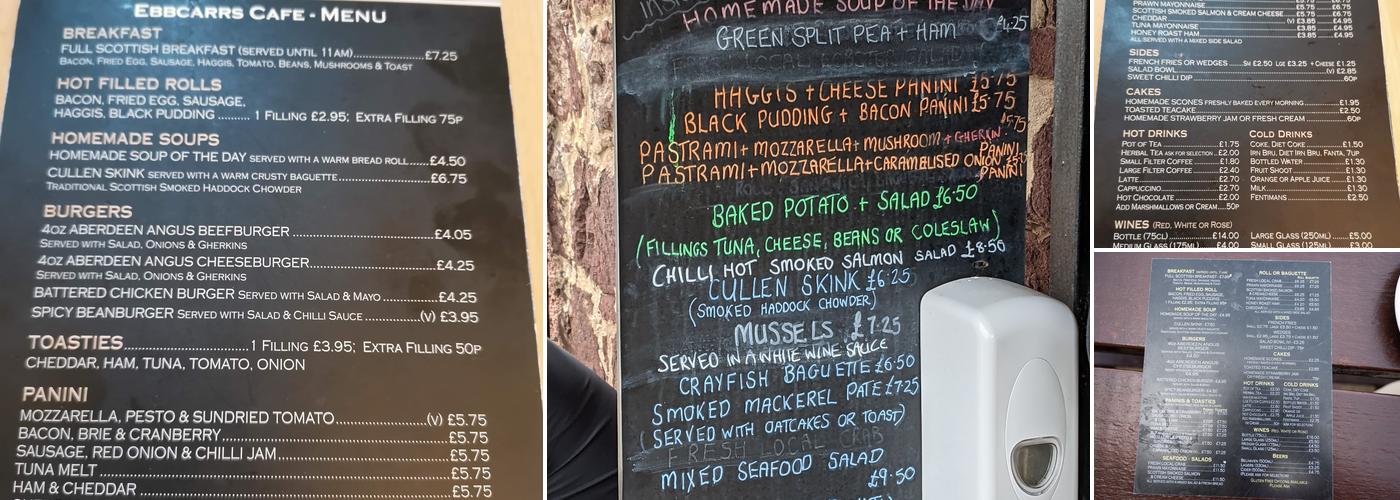 Ebbcarrs Cafe Menu