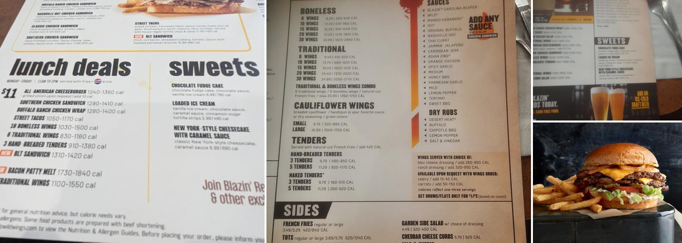 Buffalo Wild Wings Menu