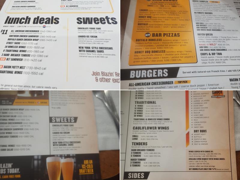 Buffalo Wild Wings Menu