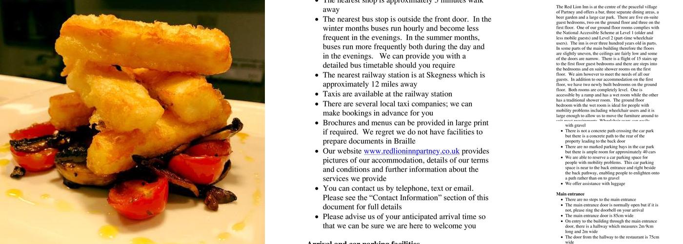 The Red Lion Inn Menu