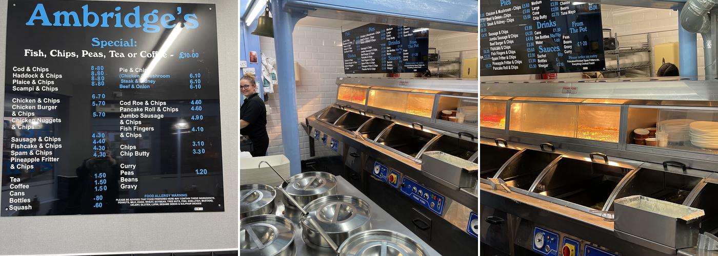 Ambridge's Fish & Chips Menu