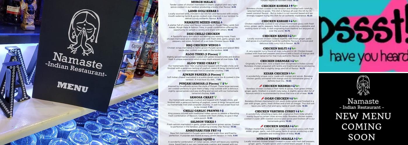 The Swingate Inn & Namaste Dover Menu