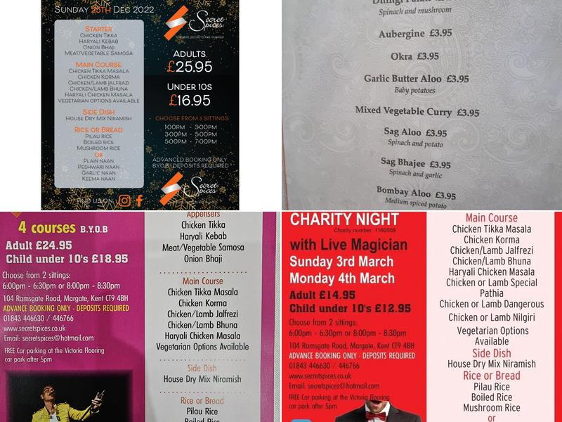 Secret Spices Menu