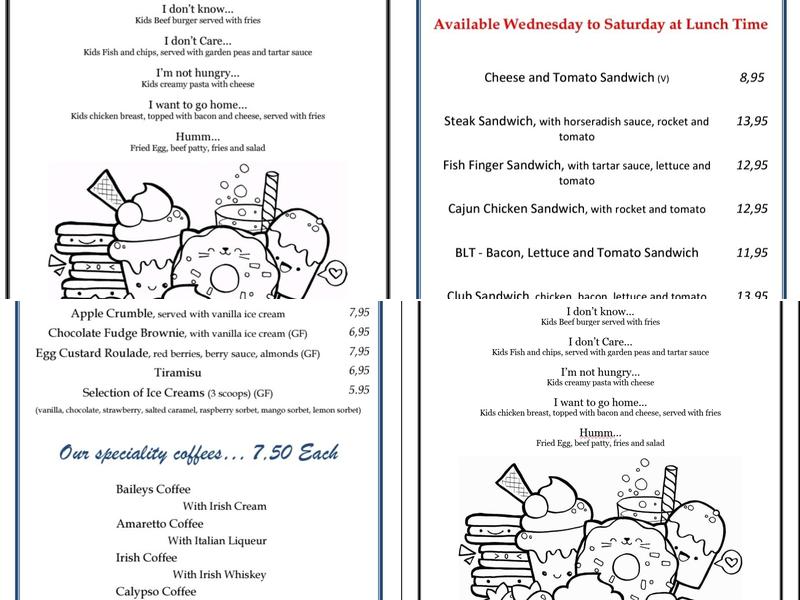 Cherington Arms Menu