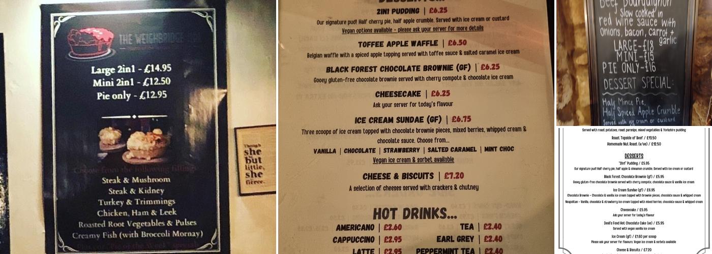 The Weighbridge Inn Menu
