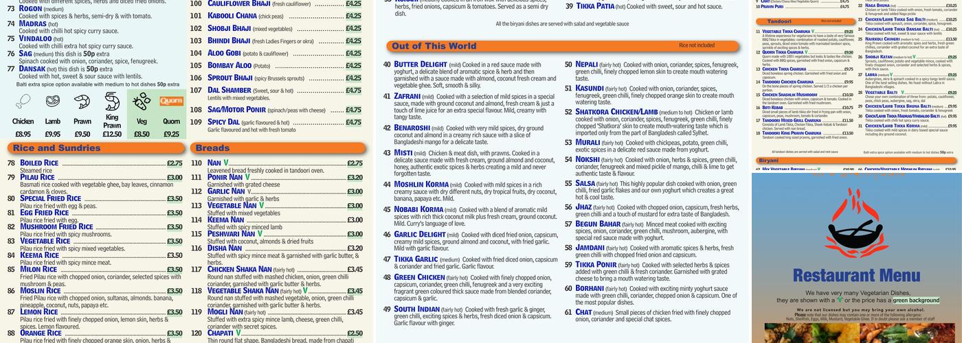 Balti Nailsworth Menu