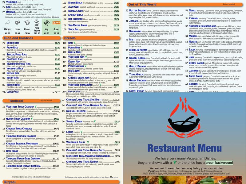 Balti Nailsworth Menu