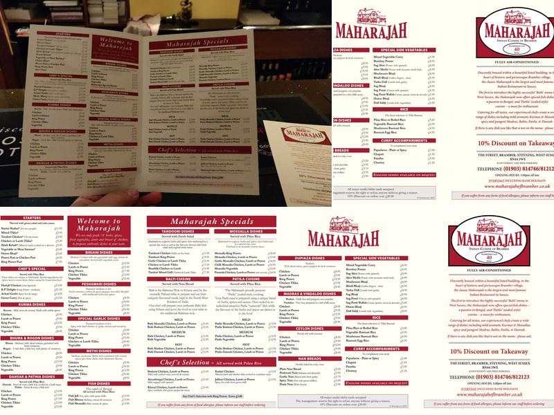 Maharajah Menu