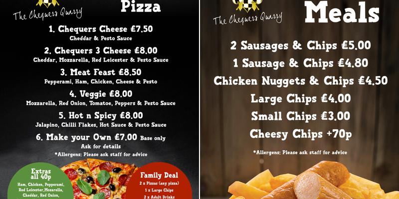 The Chequers Inn Menu