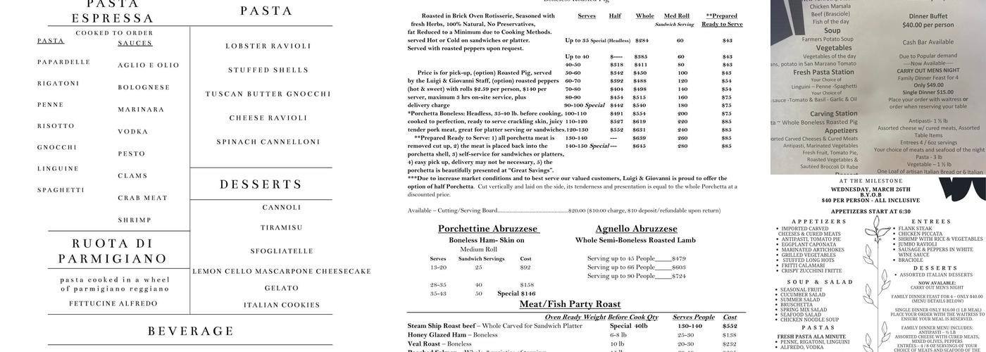 Luigi and Giovanni Menu