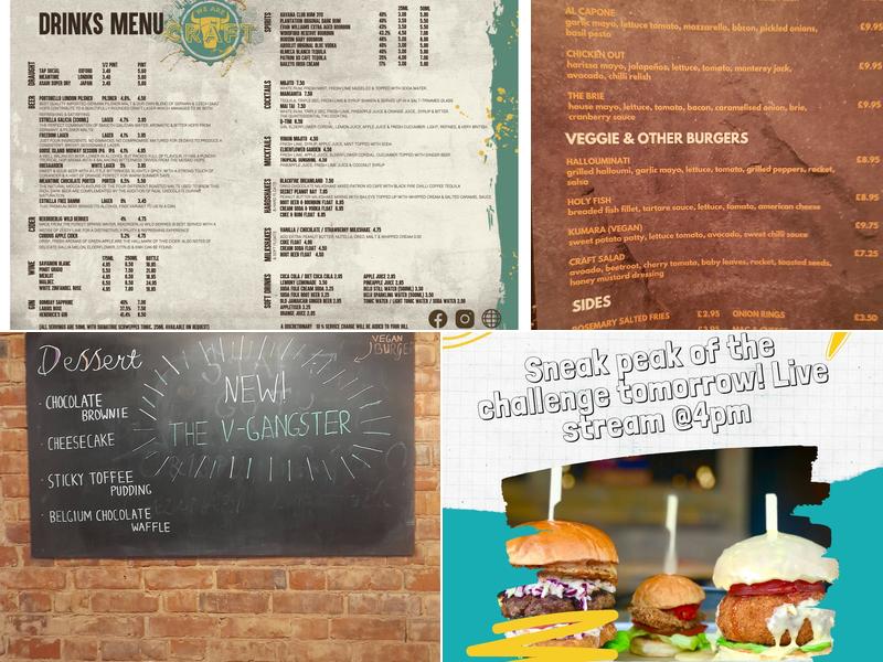CRAFT Burger Menu