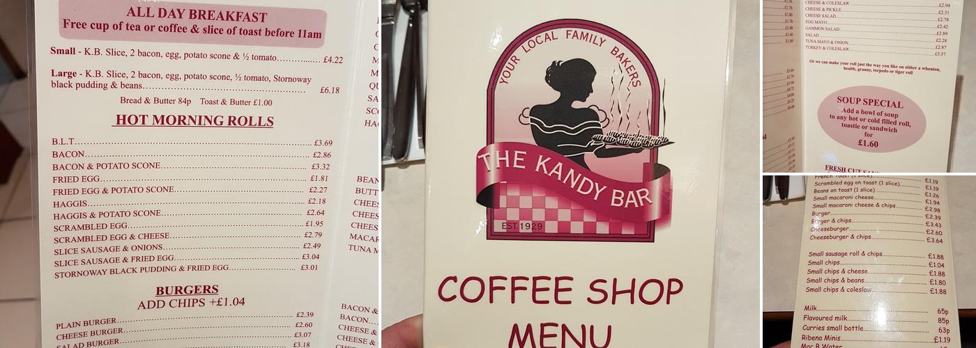 The Kandy Bar Menu