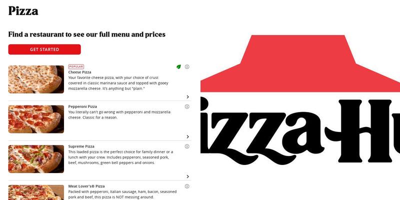 Pizza Hut Menu