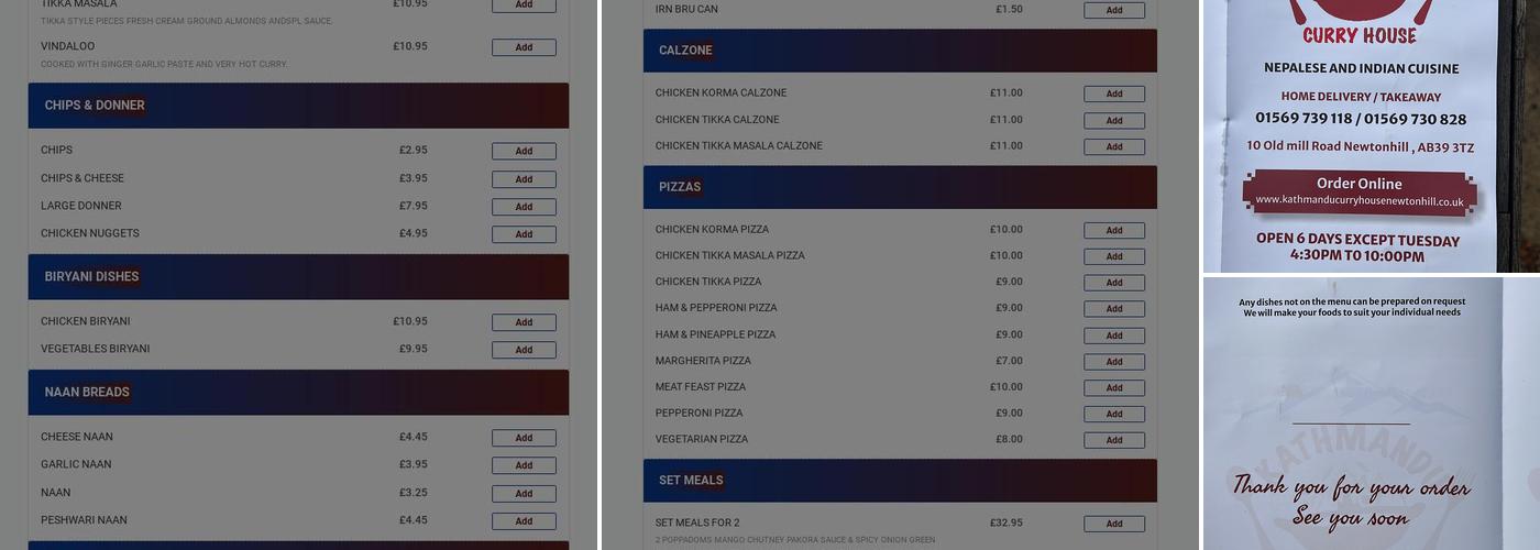 Kathmandu Curry House Menu