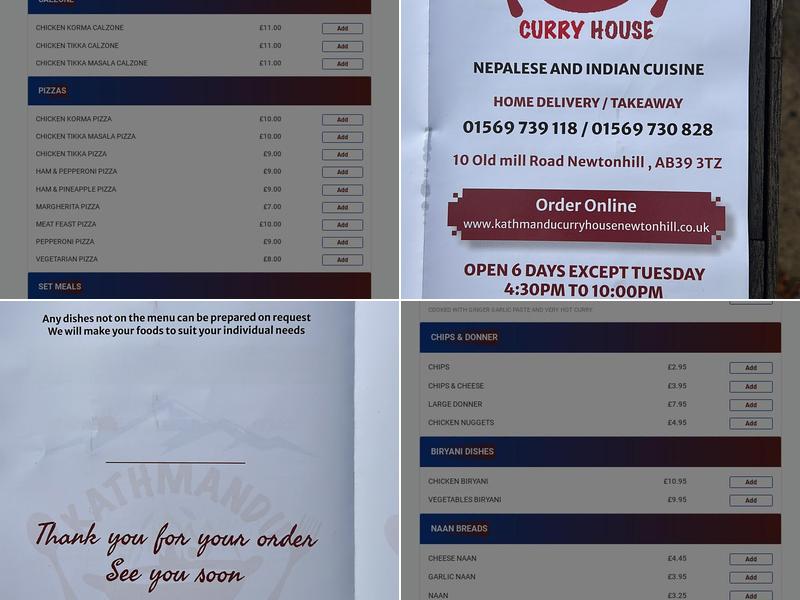 Kathmandu Curry House Menu