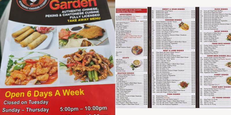 Panda Garden Restaurant & Takeaway Menu