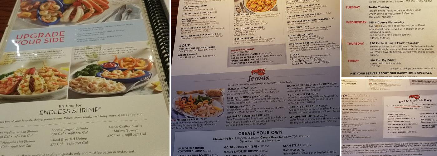 Red Lobster Menu
