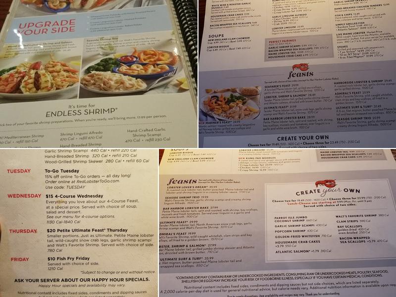 Red Lobster Menu