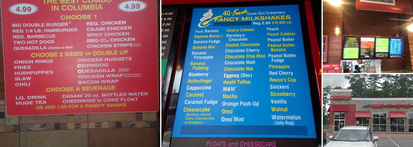 Cook Out Menu