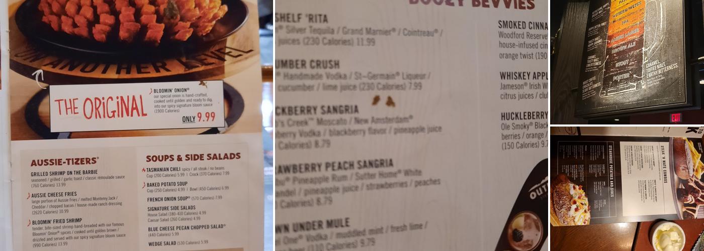 Outback Steakhouse Menu