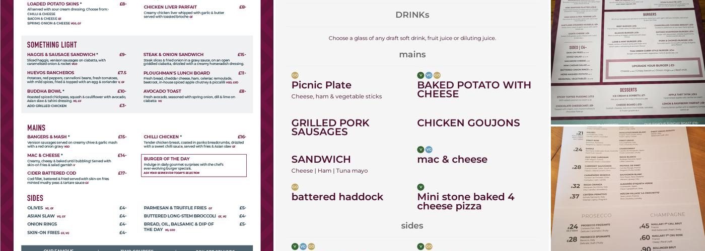 The Classroom Bistro Menu