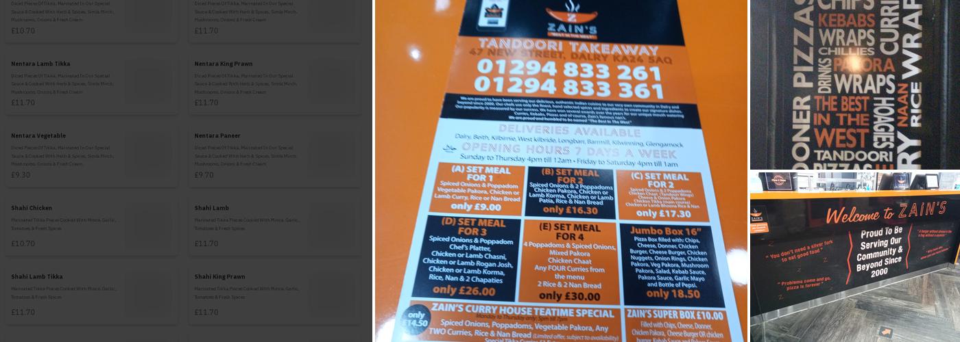 Zain's Curry House Menu