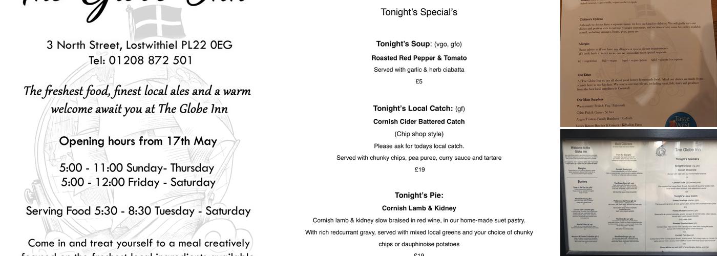 The Globe Inn Menu