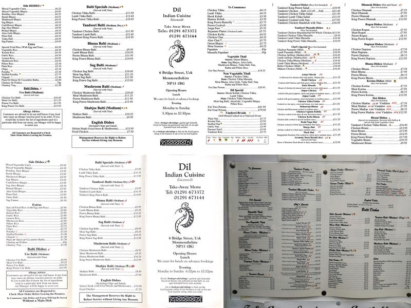 Dil Indian Cuisine Menu