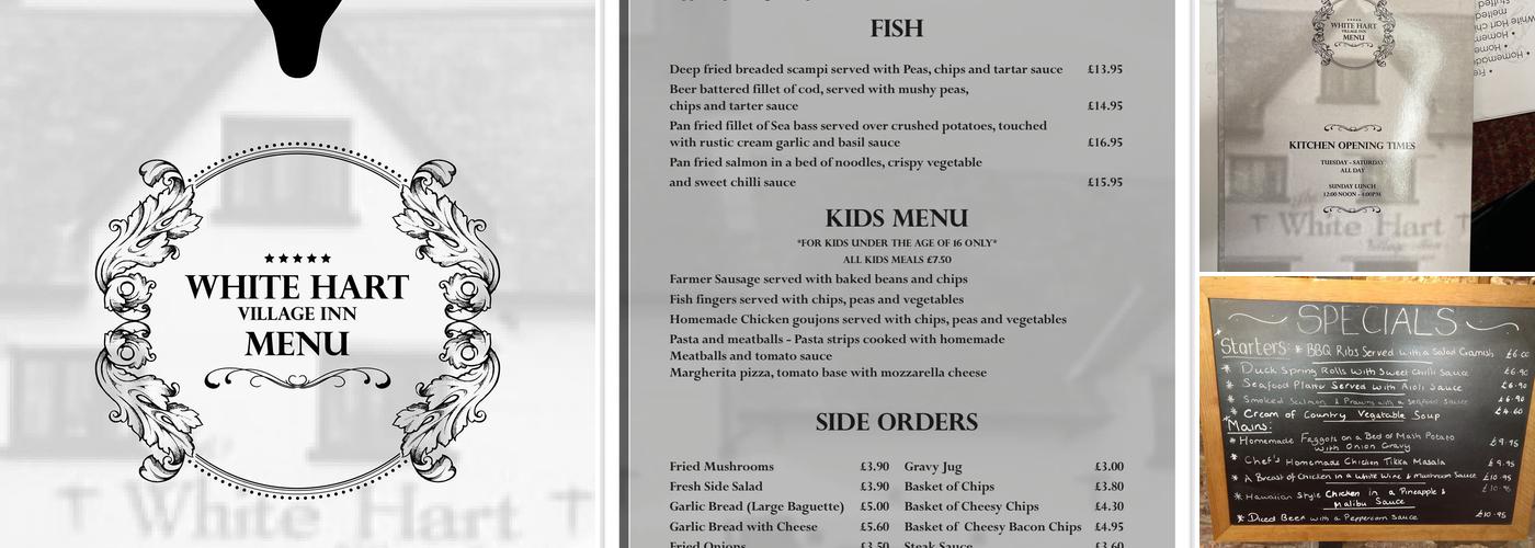 White Hart Village Inn Llangybi Menu