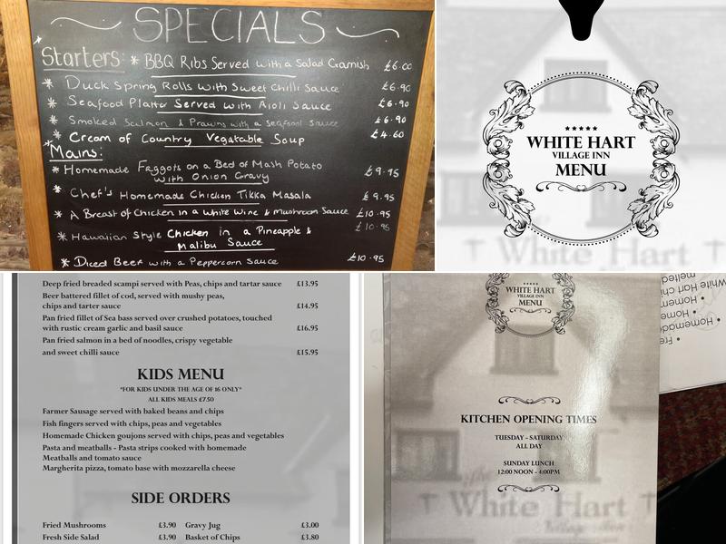 White Hart Village Inn Llangybi Menu