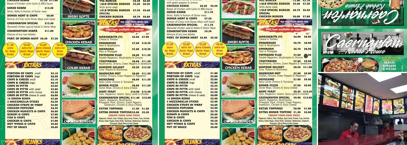 Caernarfon Kebab, Burger & Pizza House Menu