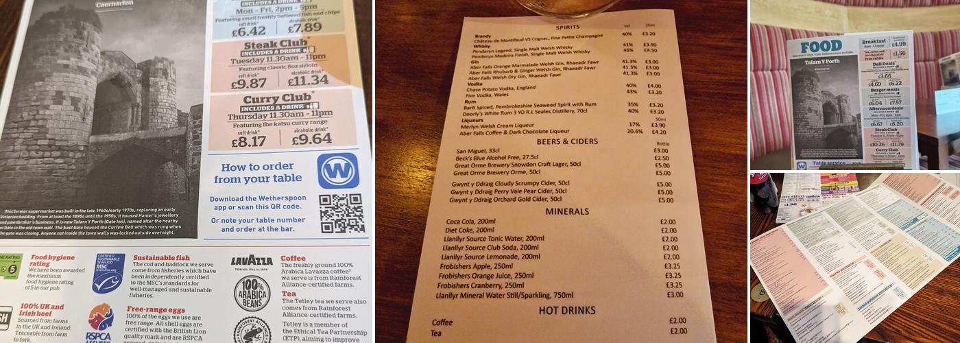 Tafarn Y Porth - JD Wetherspoon Menu